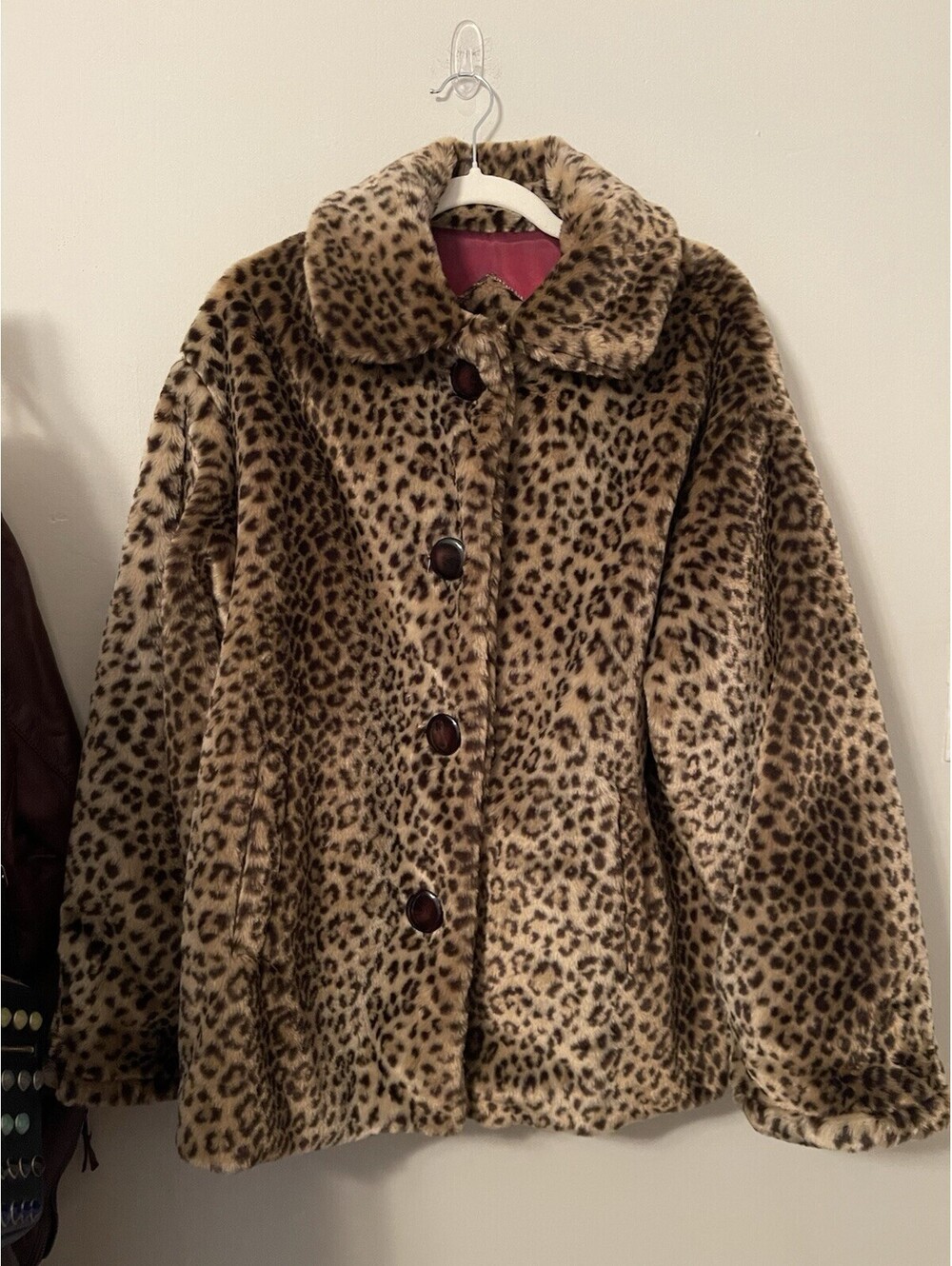 Vintage Izzi Rothschild Leopard Animal print faux fur coat Women Medium M